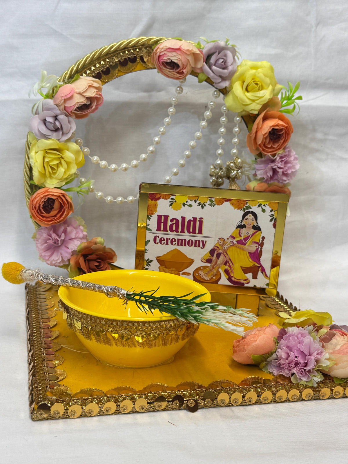 Wedding Accessories- Bride/Groom Mayian/ Haldi/ Maiyan/ Vatna Ceremony- Plate and 2 Bowls