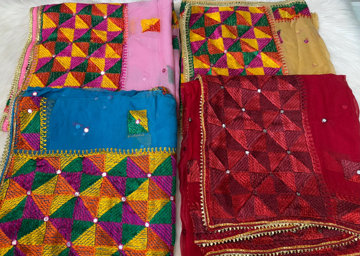 Phulkari Dupatta- Women's Beautiful Phulkari Dupatta, Scarf,Multicoloured  Phulkari Chunni, Dupatta
