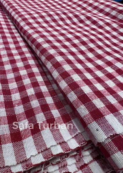 Sikh Desi Parna- Red and White Check Turban (Dabbi wala Parna)