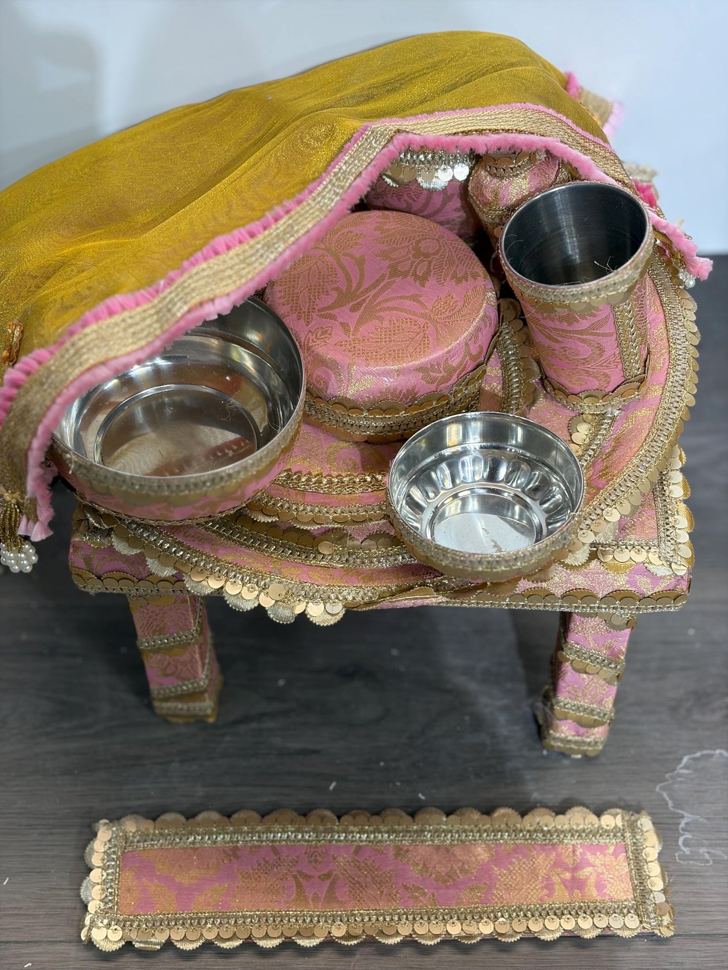 Indian Wedding Accessories- Bride/Groom Mehndi Mayian/ Haldi/ Maiyan/ Vatna Ceremony- Full Set
