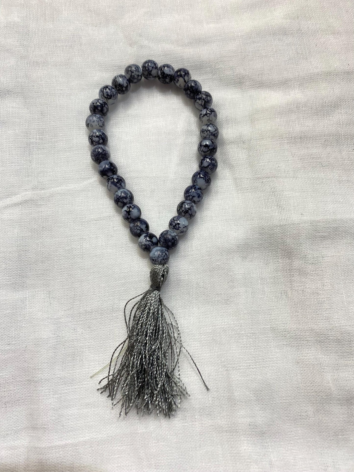Crystal Bead Simarna – White & Black | Sikh Simarna | Naam Simran Prayer Beads
