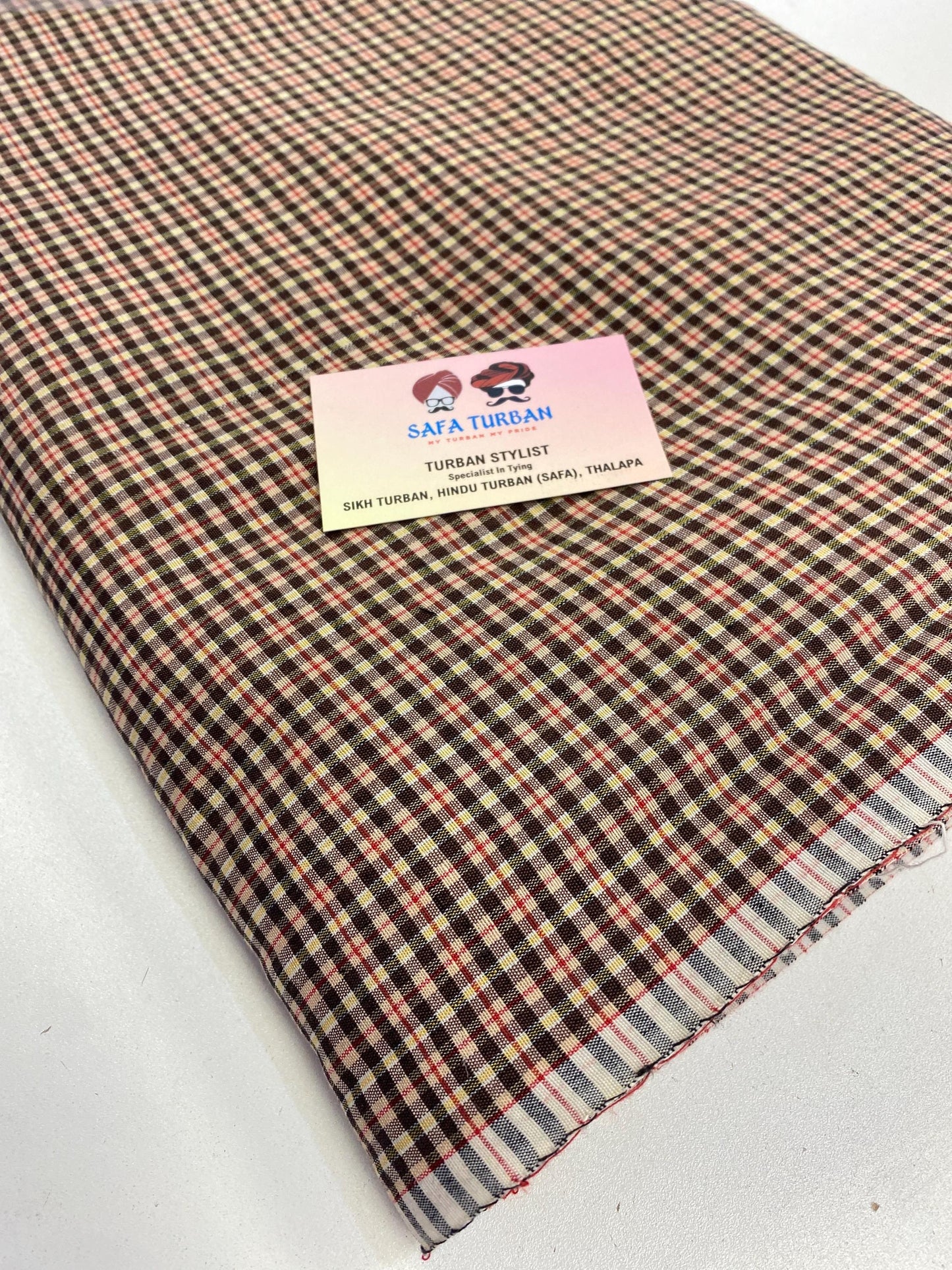 Unstitched brown and multi colour Check Turban (Check Parna)