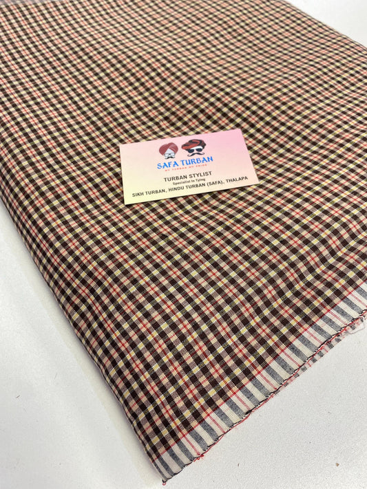 Unstitched brown and multi colour Check Turban (Check Parna)