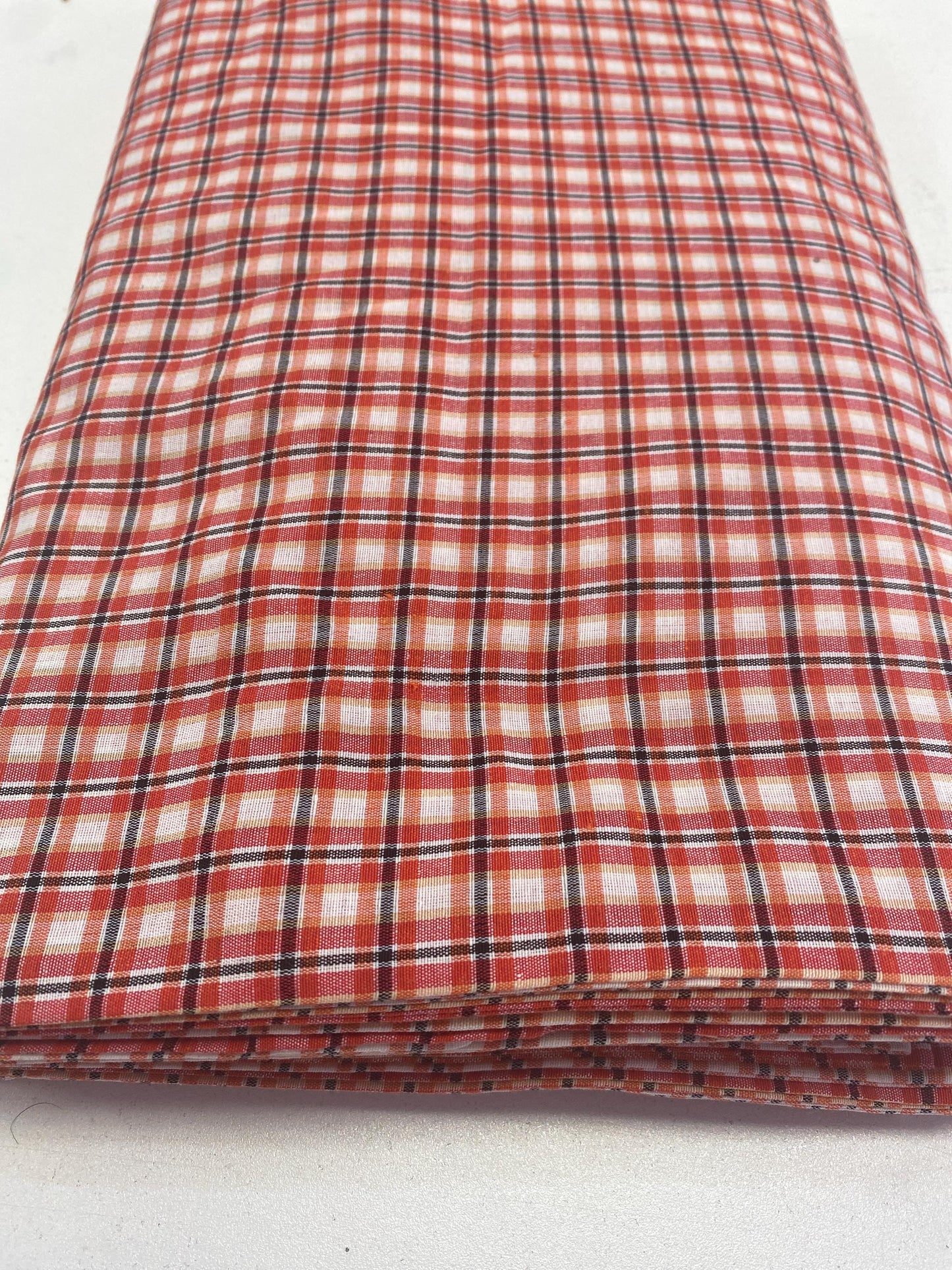 Sikh Desi Parna- Unstitched Orange, Black and white Check Turban (Dabbi wala Parna)
