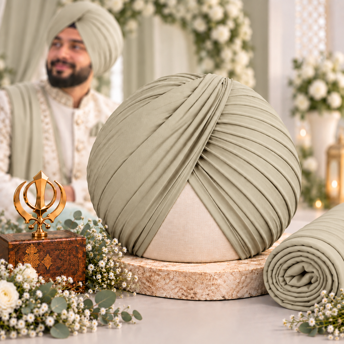 Sikh Turban- Khakhi (Full Voile and Rubia(Medium)/Half and Half Voile)