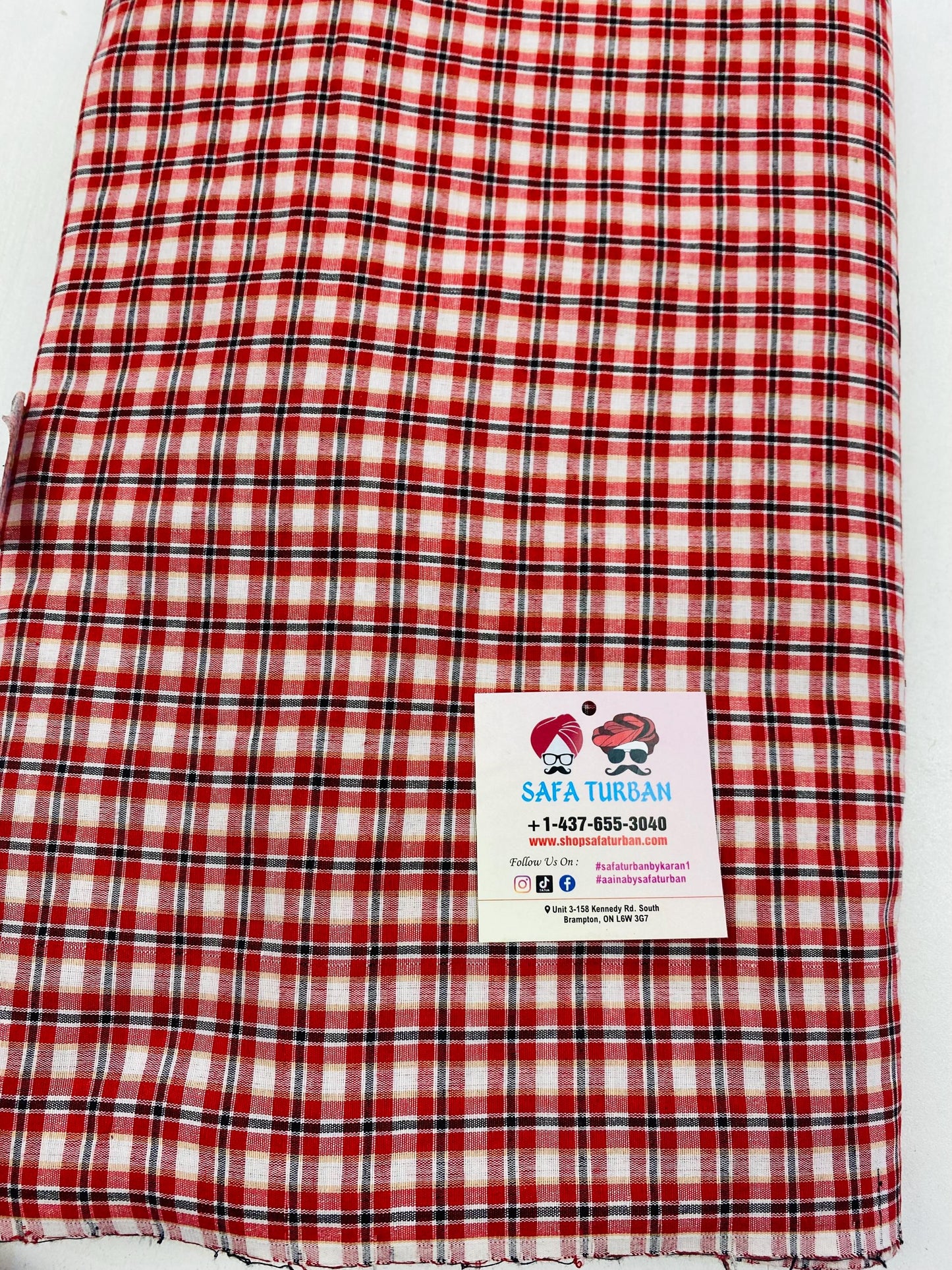 Unstitched Red & black and white Colour Check Parna (Check Parna)