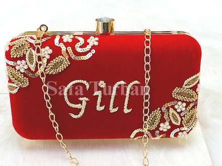 Hand made beautiful bling box clutch, clutch, wedding purse, embroidery purse, clutches, detachable chain sling strap