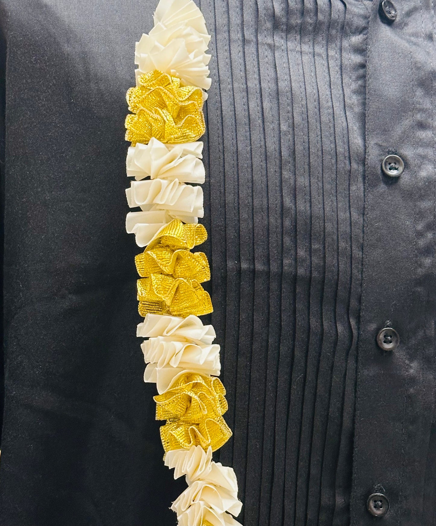 Wedding Accessories- Handmade Artificial Flower Garland/Mala for Milni (Golden/White)