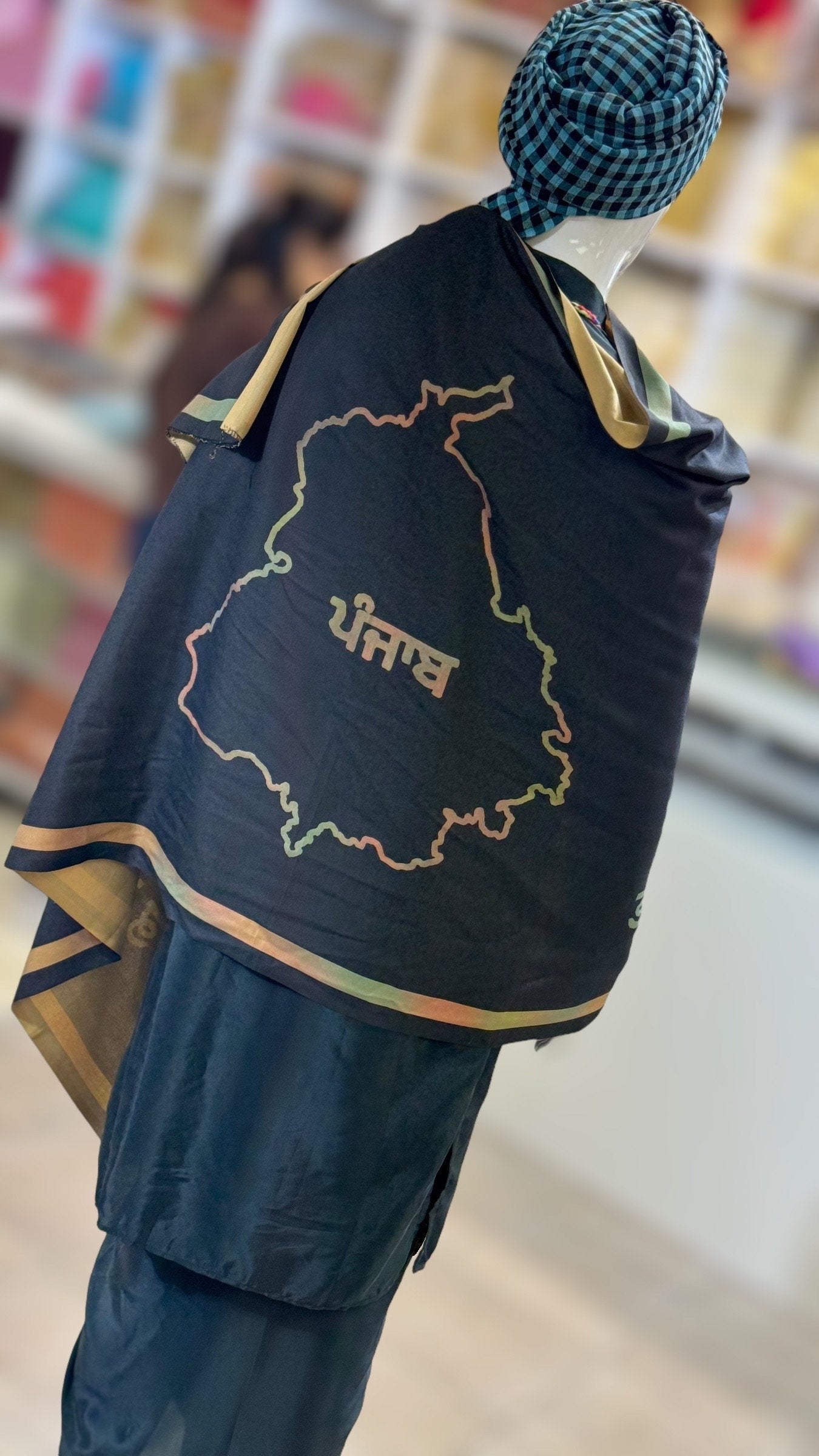 Urra Airra Gurmukhi/Punjab Map/Punjabi alphabet/Men-women punjabi stole/lohi/shawl.