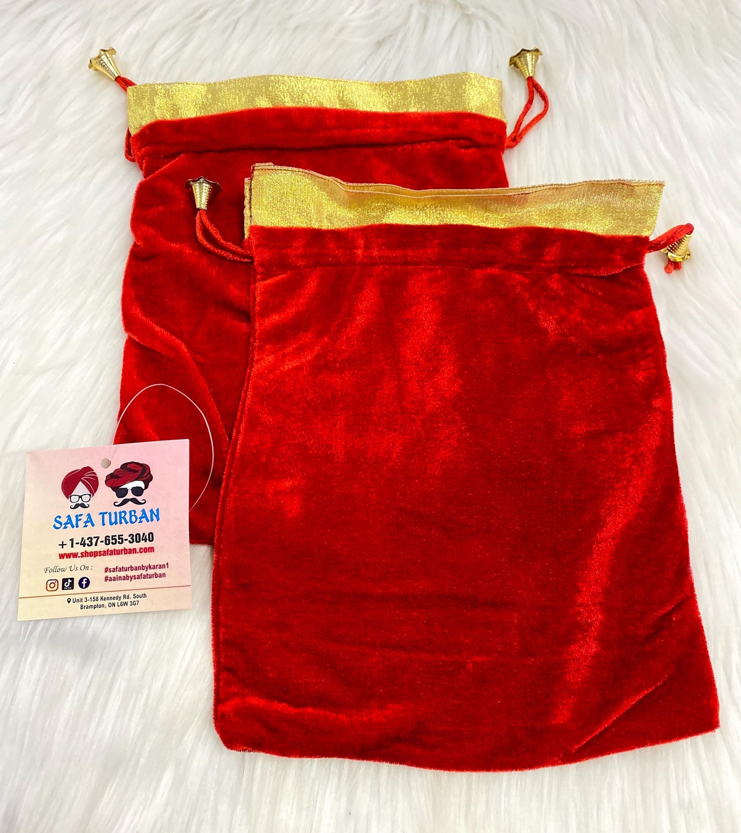 Indian Wedding- Medium Size Desi Mithai/ Bhaji/Ladoo Bag- Potli Bag for Return Gifts Wedding II Sweets Bag Gift II Red Velvet Potli