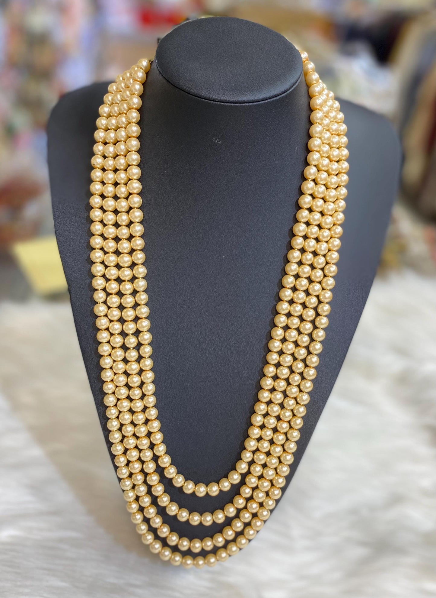 Indian Wedding- Offwhite Pearl Stone Beads Necklace for Men/Groom/Dullah for Wedding