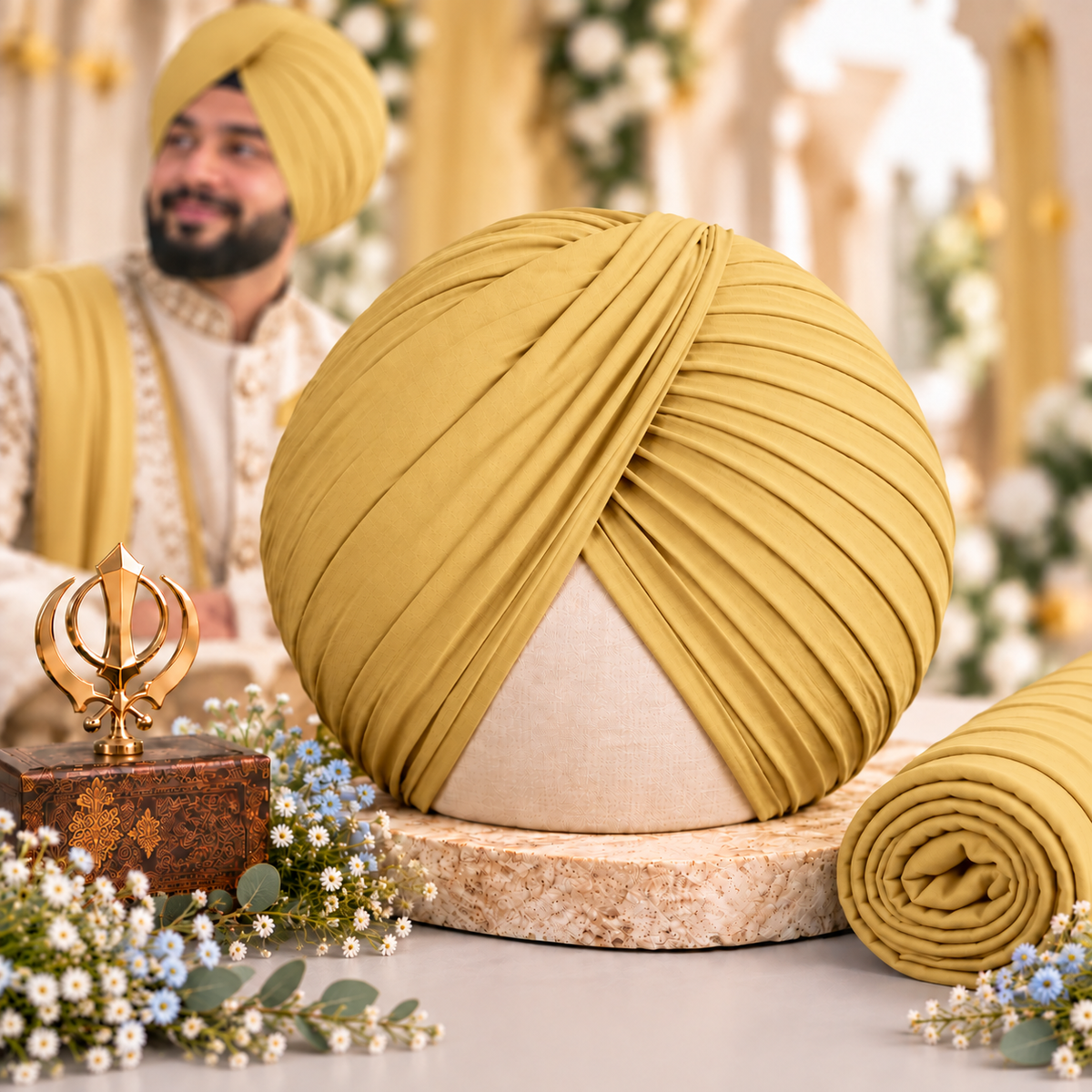 Sikh Turban- Lemon Yellow (Full Voile and Rubia(Medium)/Half and Half Voile)