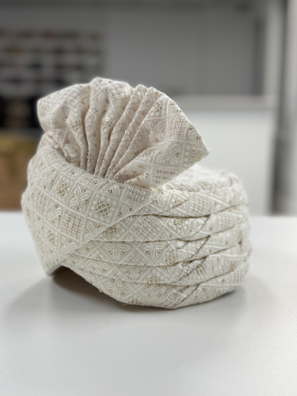 Groom Wedding Turban- Ivory AdjustableTurban(with velcro)- Safa Turban/Pagdi/Premade Turban/ Wedding Safa/Turban