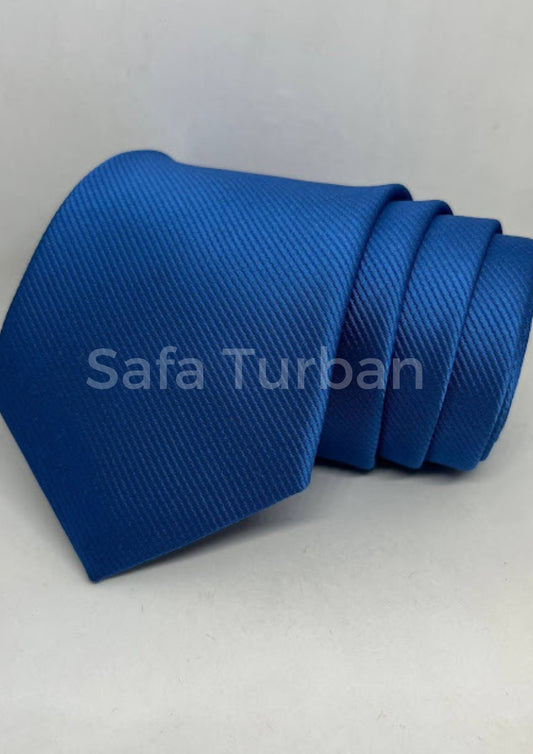 Mens Plaid Micro Self Silk Necktie Gift Set With Pocket Square (Royal Blue Colour)