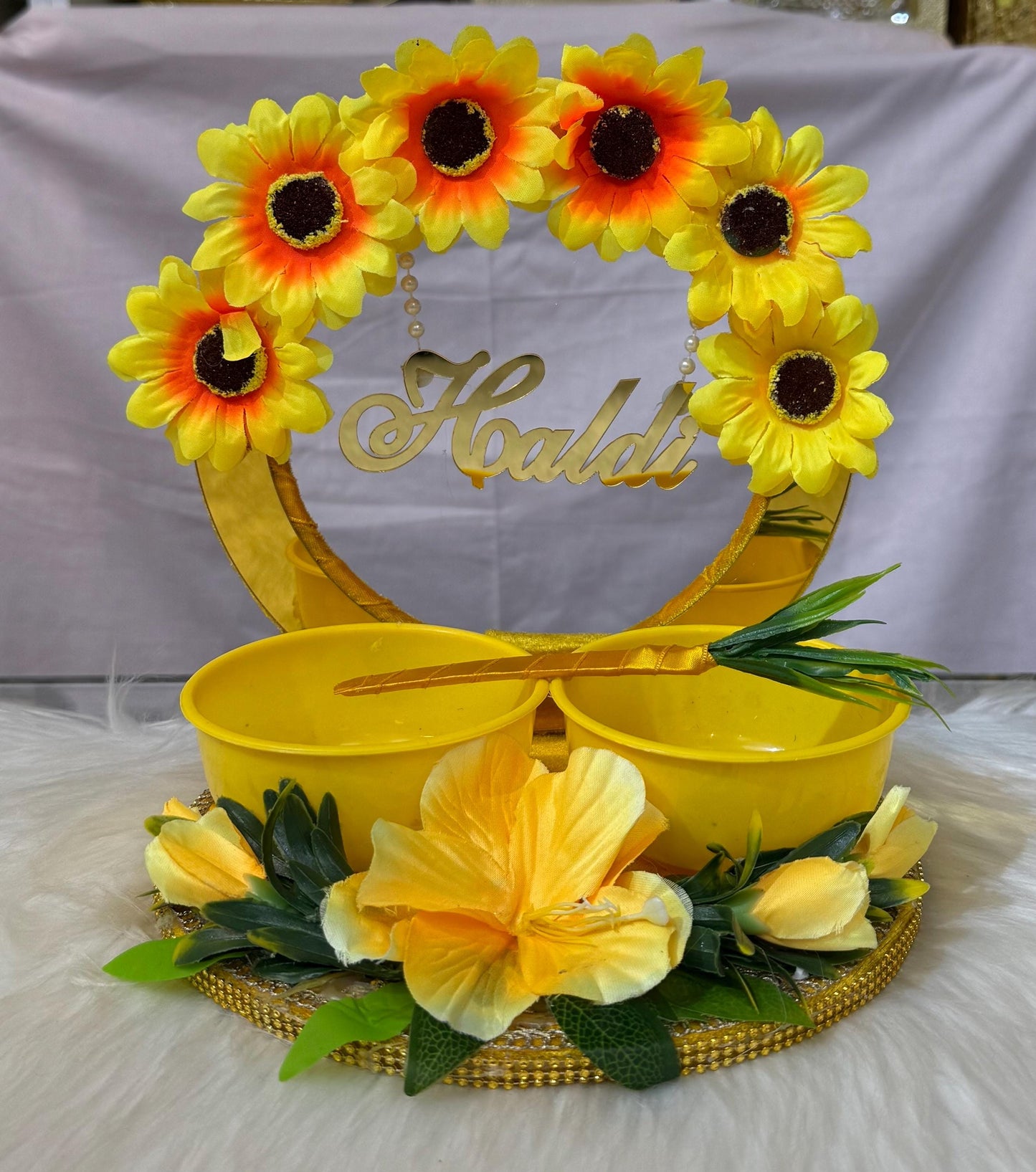 Wedding Accessories- Bride/Groom Mayian/ Haldi/ Maiyan/ Vatna Ceremony-Decorative  Wooden board and  2Bowls