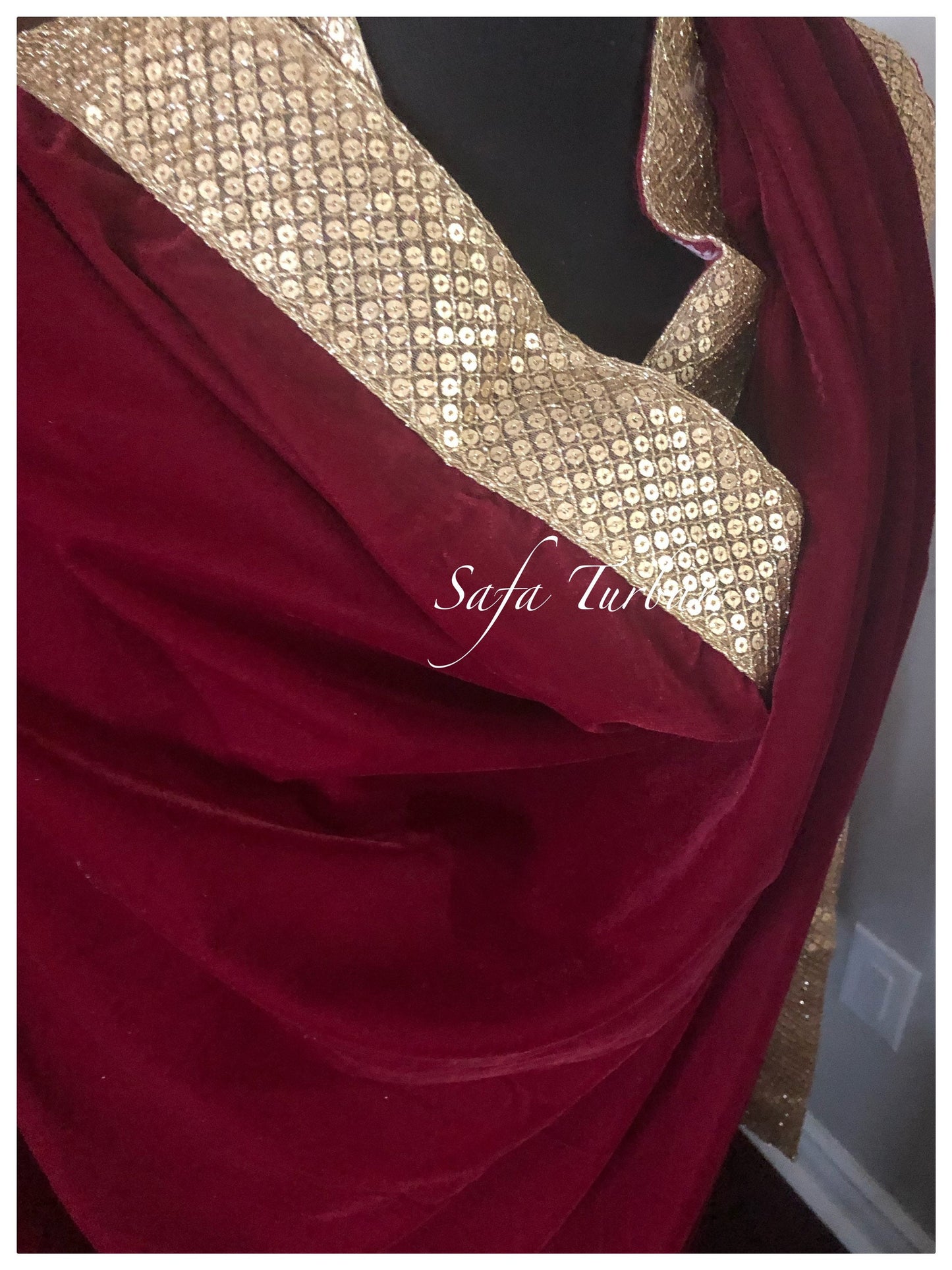 Indian Wedding- Velvet Sherwani Shawl for Groom (Dark Maroon)
