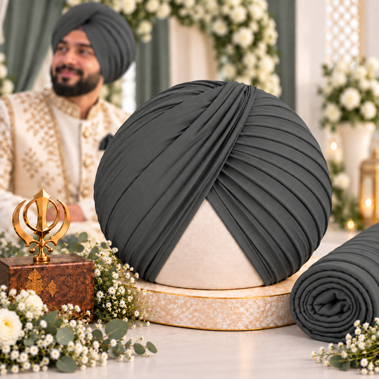 Sikh Turban- Graphite Grey (Full Voile and Rubia(Medium)/Half and Half Voile)