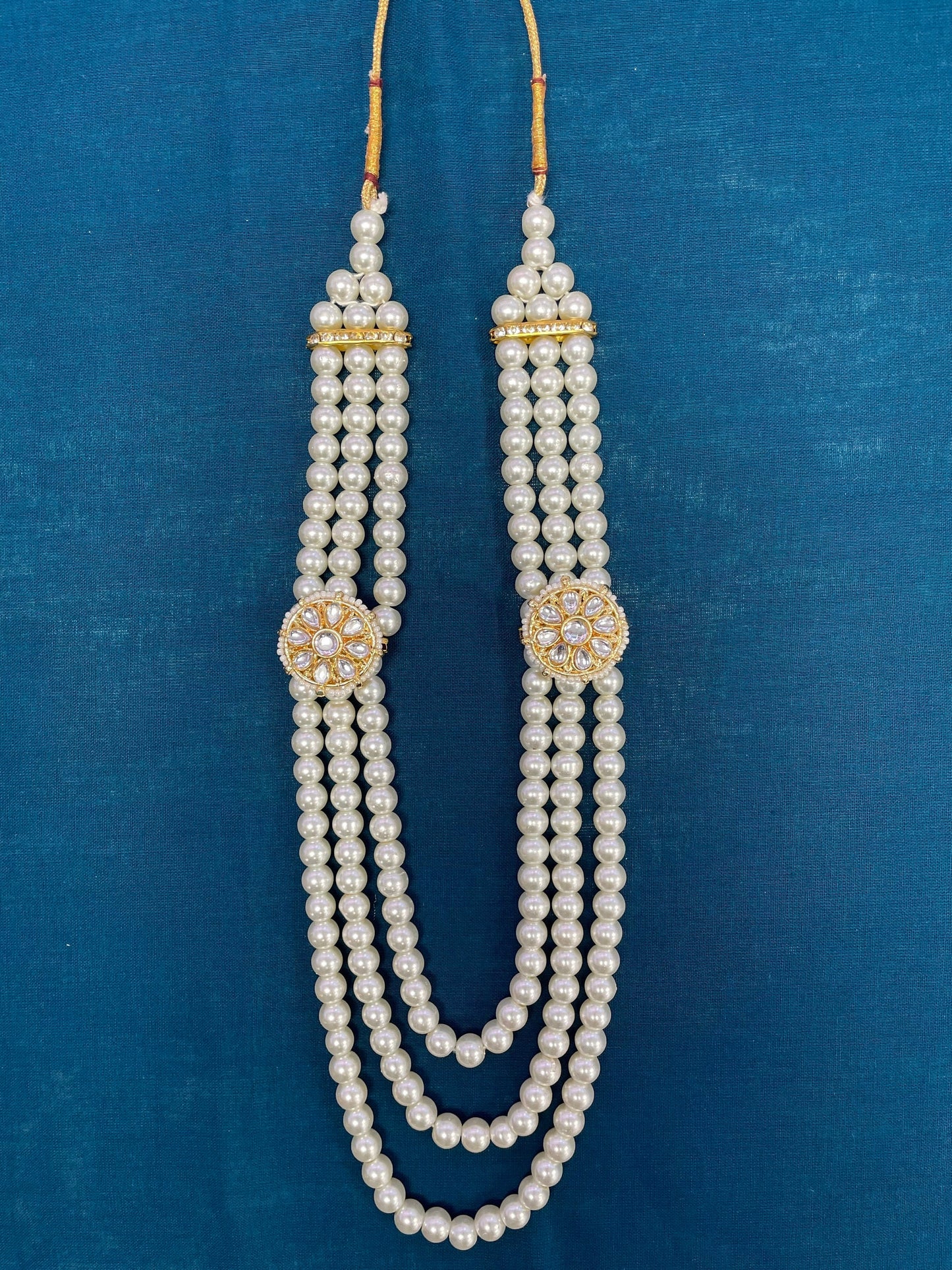 Indian Wedding- White/Offwhite Pearl Stone & Studded Necklace for Men/Groom/Dullah for Wedding