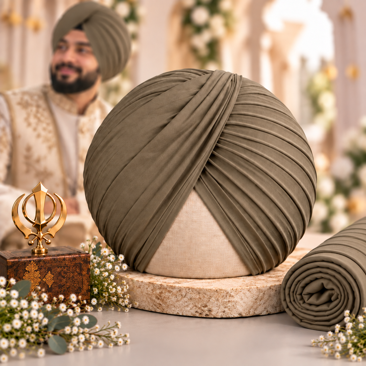 Sikh Turban- Tortilla Brown (Full Voile and Rubia(Medium)/Half and Half Voile)