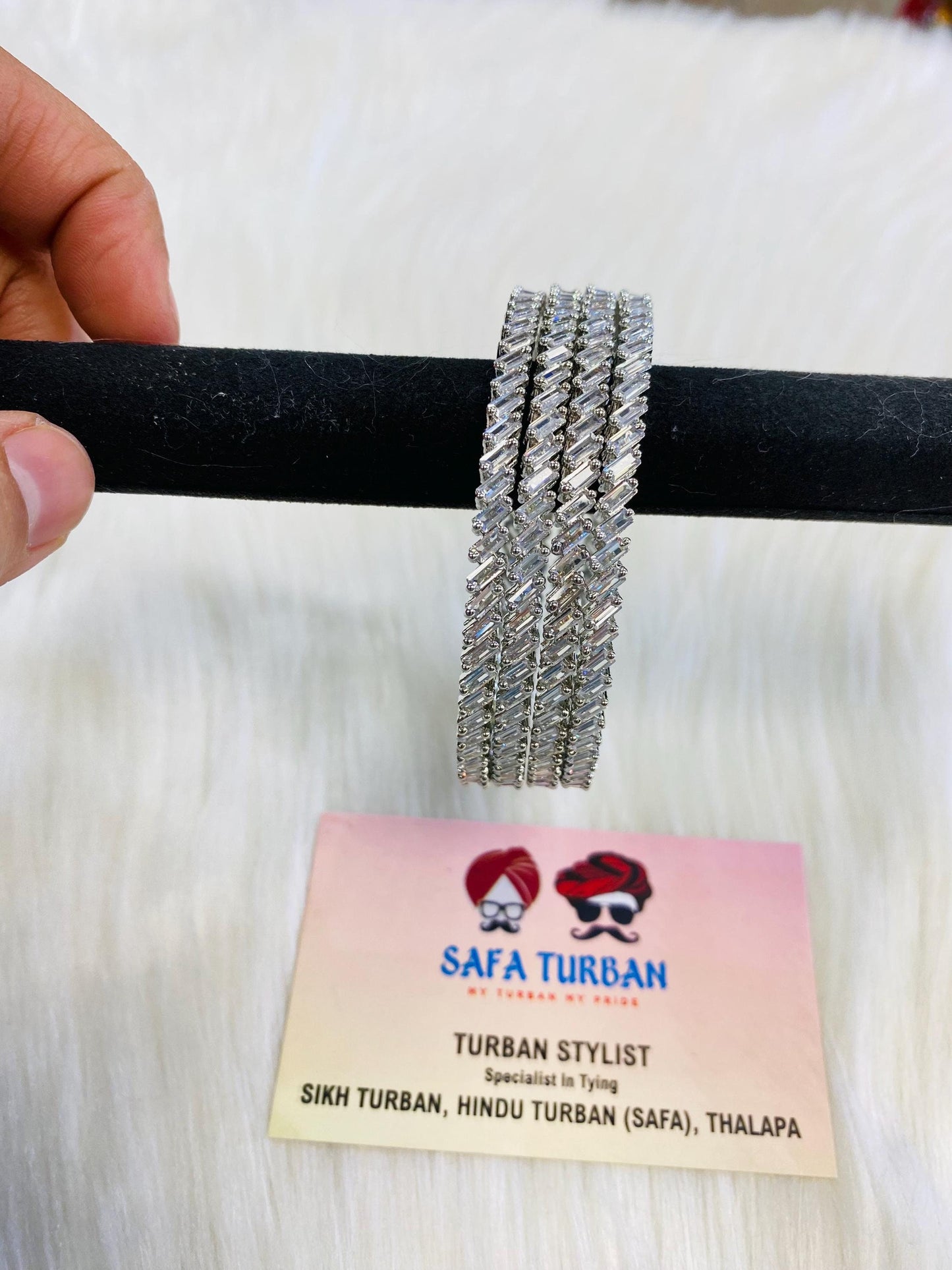 Bangles- AD Silver- Metal Bangles/Wedding bangles/Kada bangles /Stone bangles (Set of 4 BANGLES)