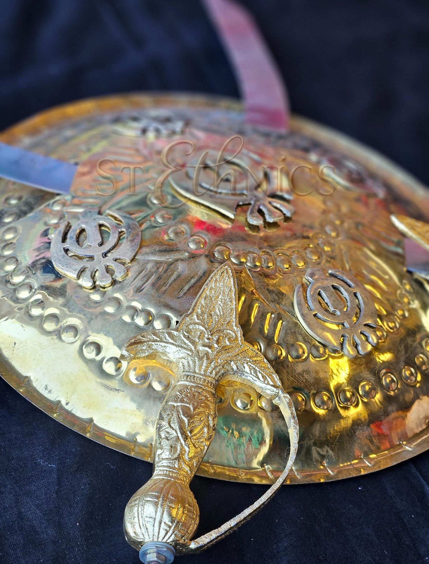 Sikh Kirpan and Dhal Wall Hanging, Khanda Metal Art for Home Décor, Unique Sikh Gift Items.