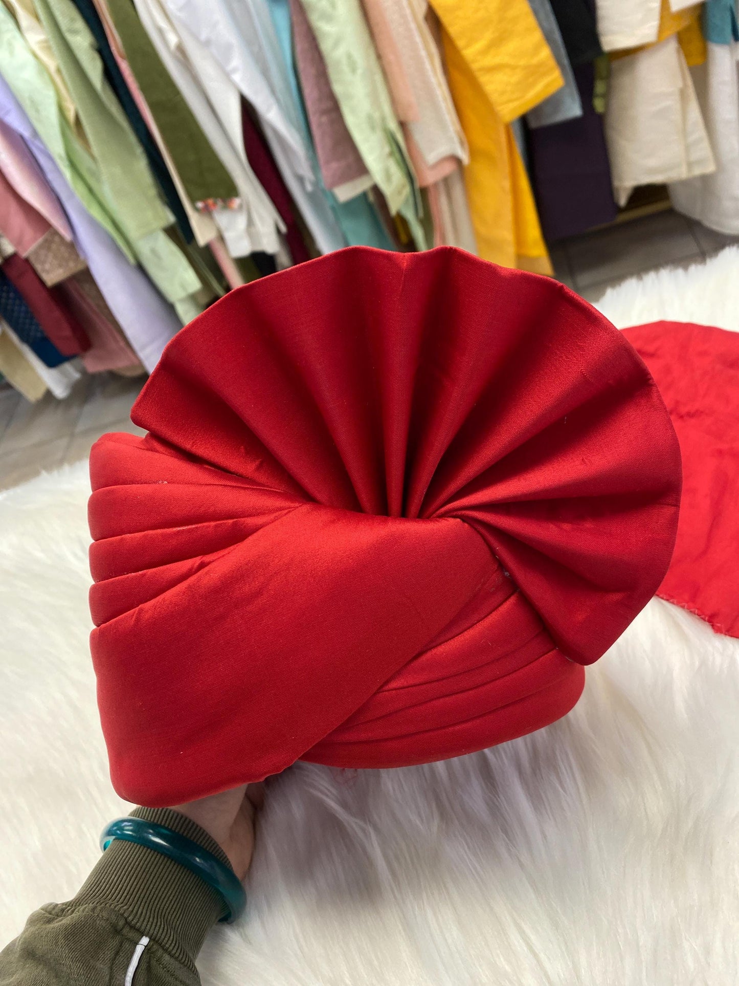 Groom Wedding Turban- Red Turban- Safa Turban/Pagdi/Premade Turban/ Wedding Safa/Turban