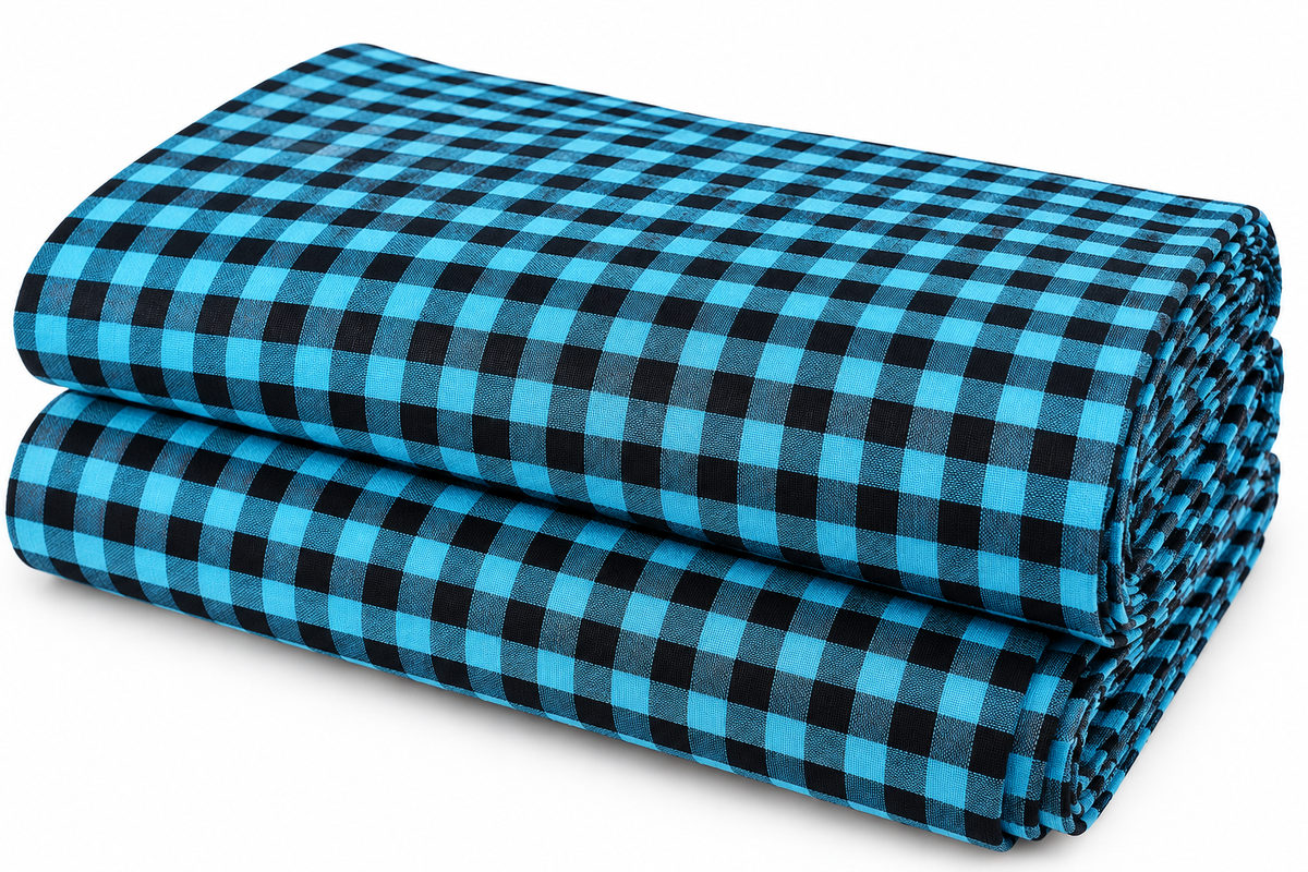 Check Parna- Sea Green & Black Check Desi (Dabbi wala)