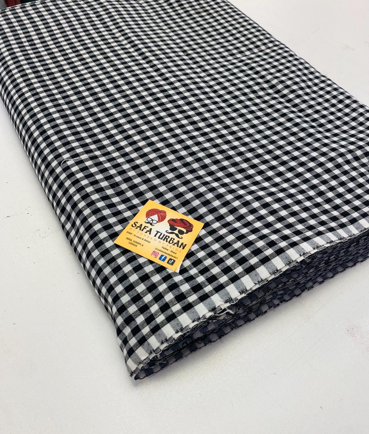 Unstitched Black & White Check Turban (Check Parna)