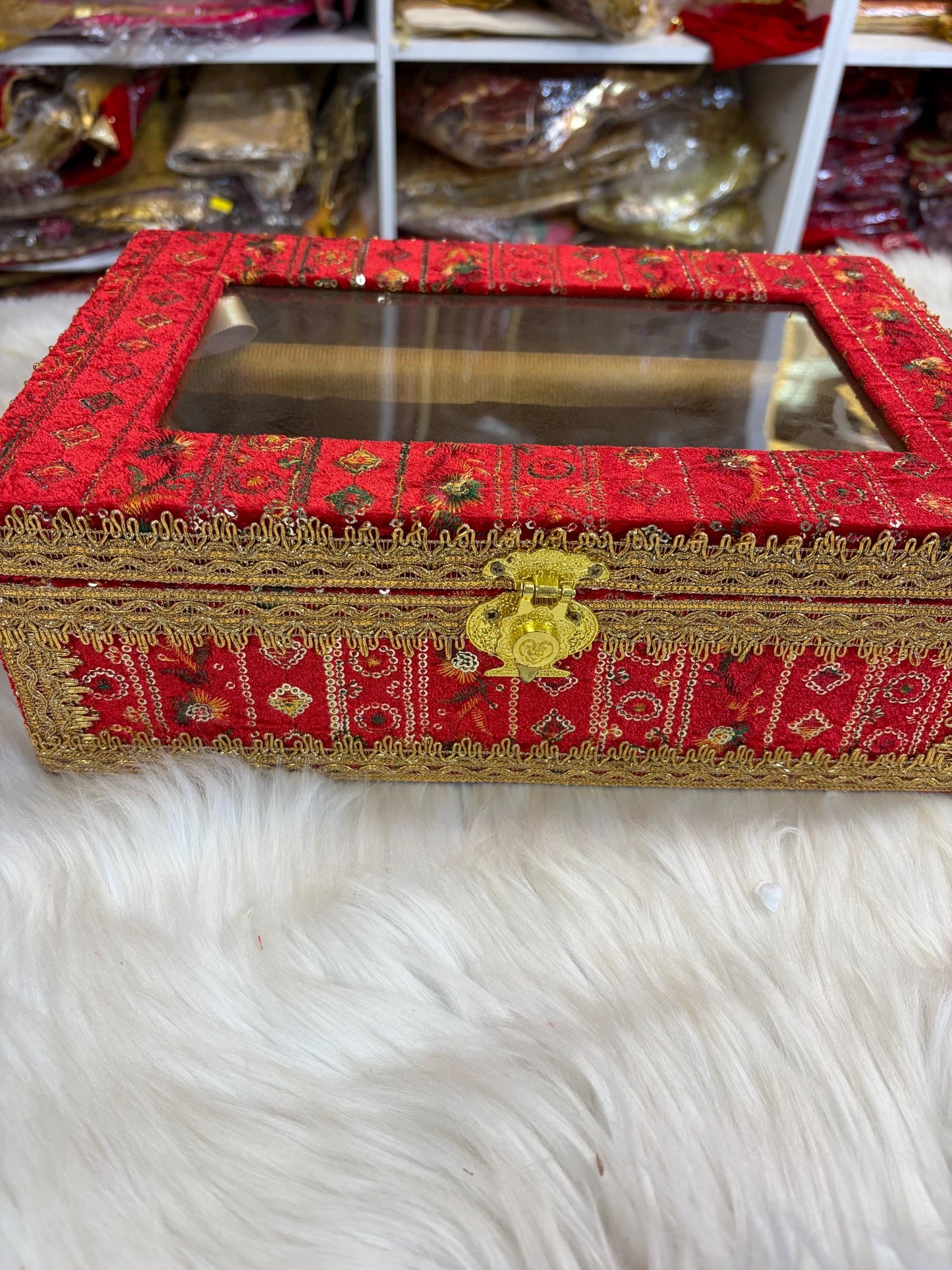 Churra Box- Velvet Embroided handcrafted Box- Trousseau Box- Churra bangle Box- Bridal Chura- Bridal Bangles- Bangle Storage Box