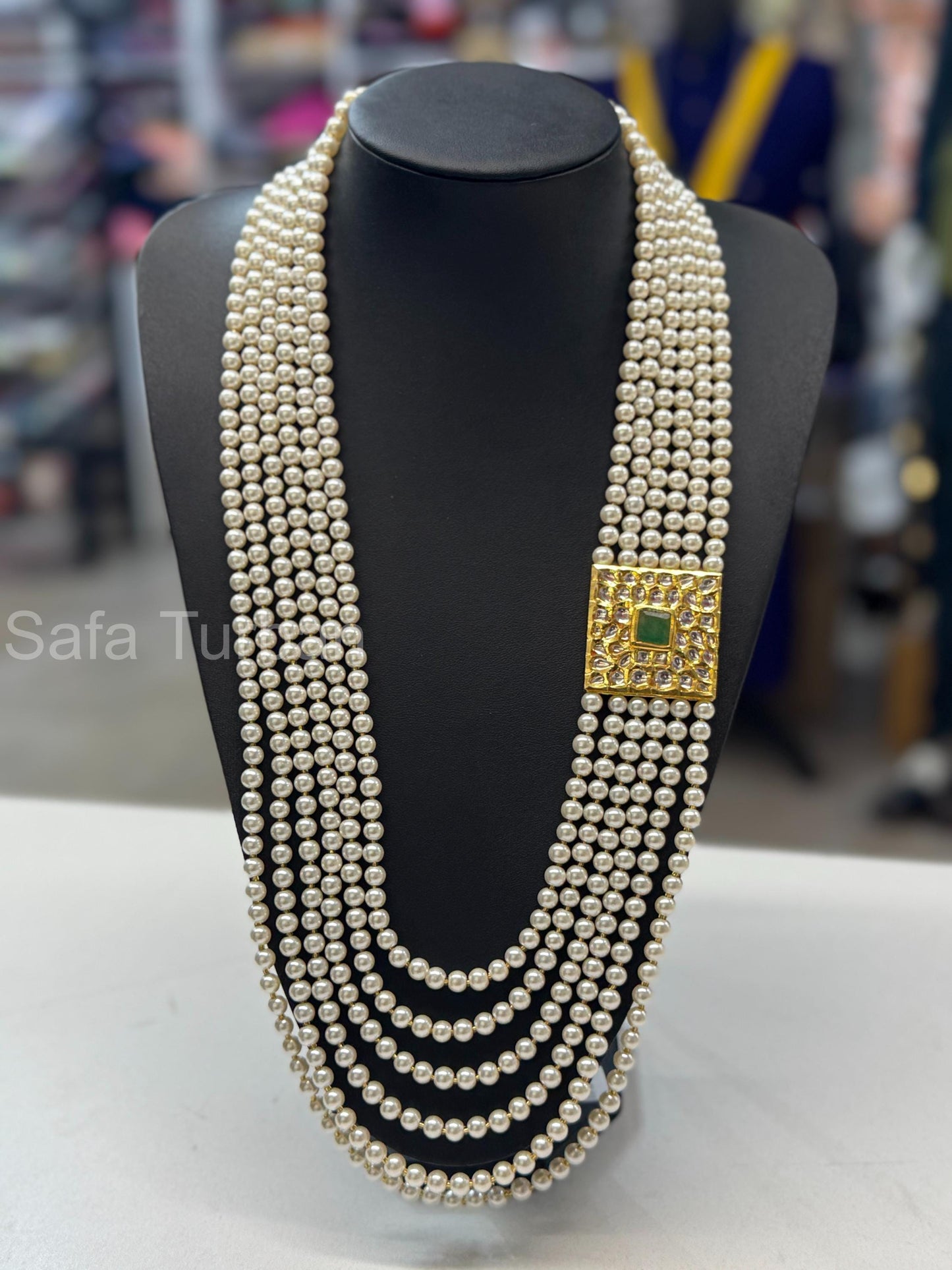 Indian Wedding- Pearl and Kundan Six Layered Maharaja haar/ Necklace for Groom for Wedding