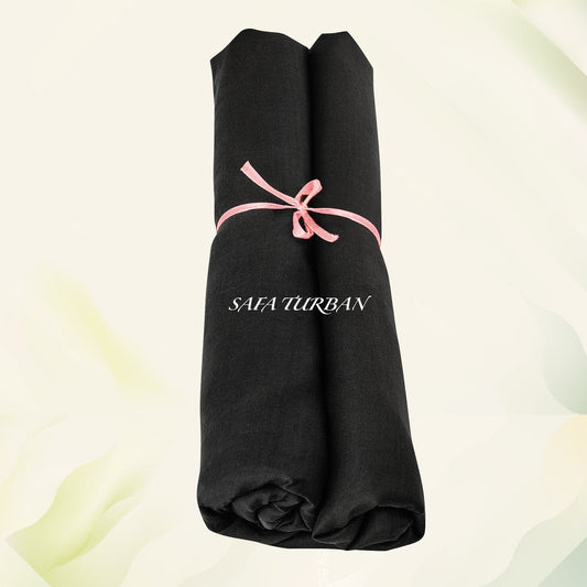 Sikh Turban- Black (Full Voile and Rubia(Medium)/Half and Half Voile), Sikh Turban, Turban Fabric (stitching/middle peeko/edges finishing)