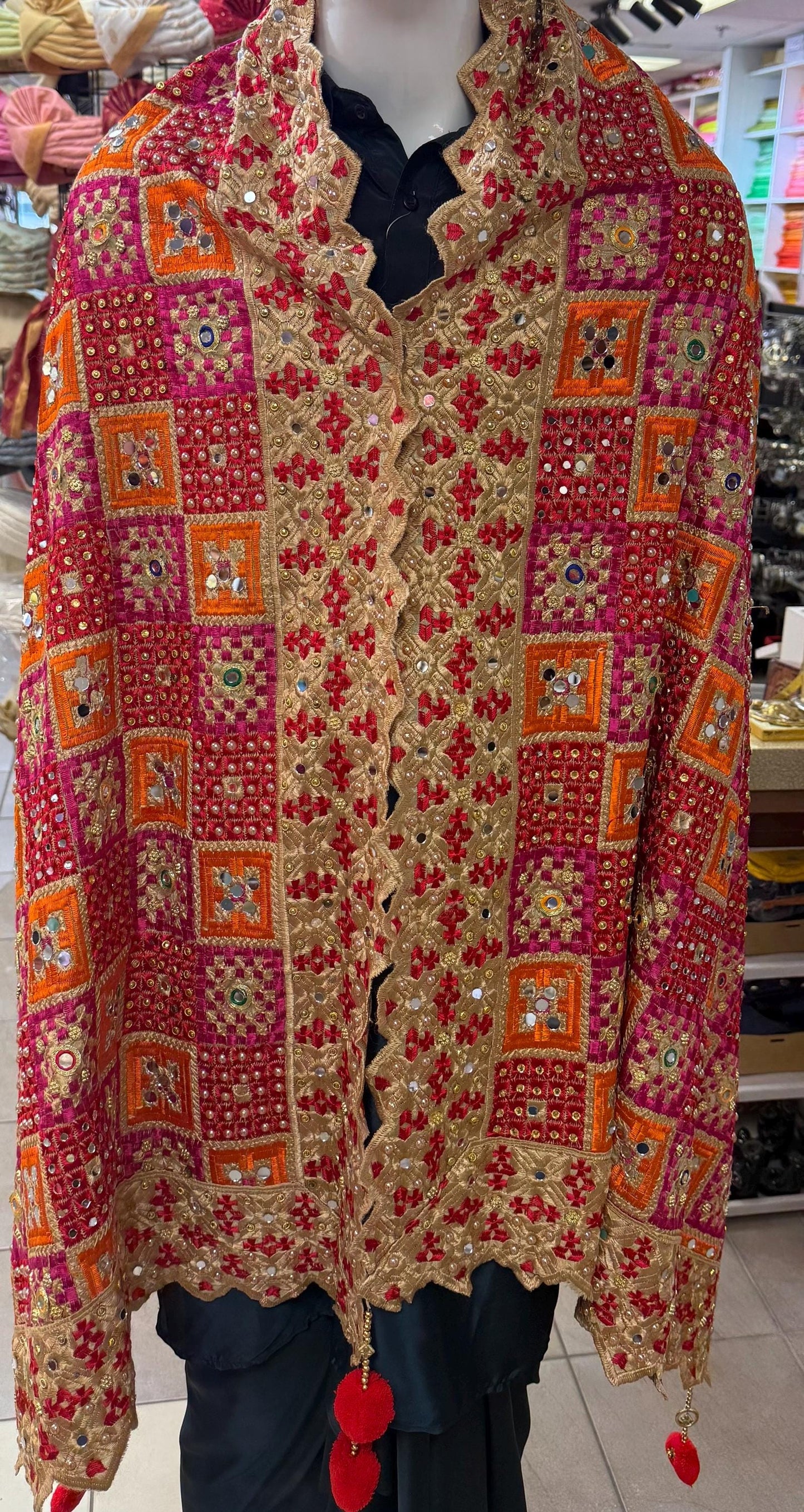 Phulkari Dupatta- Women's Beautiful Phulkari Dupatta, Scarf,Multicoloured  Phulkari Chunni, Dupatta