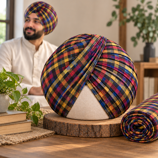Check Parna- Black/Red/Yellow/Blue Multi Colour Checked