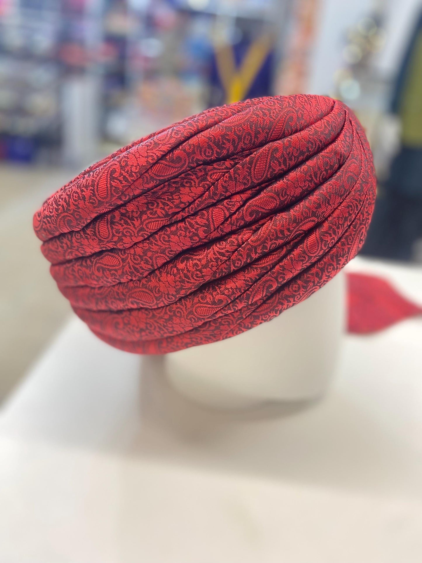 Groom Wedding Turban-Red Silk Turban- Safa Turban/Pagdi/Premade Turban/ Wedding Safa/Turban/Pagdi for Men (Groom)/ Thalapa