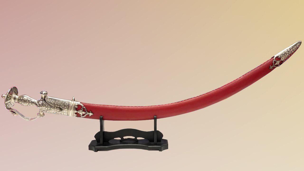 Indian Wedding Decorative Sword/Kirpan- Red Leather with Silver work handle/For wedding purpose/Indian Rajput Wedding Sword
