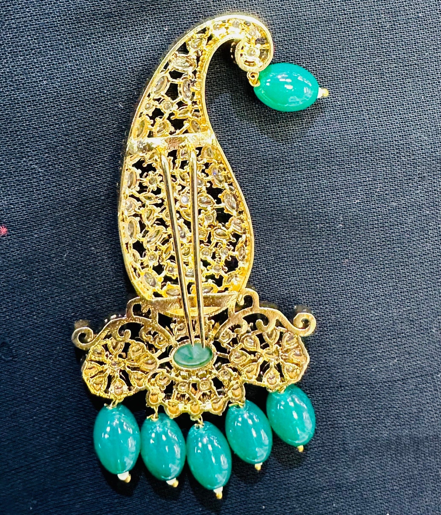 Indian Groom Wedding Accessories- Green diamond Kalangi/Kalgi for Men's Safa/Groom Pagdi