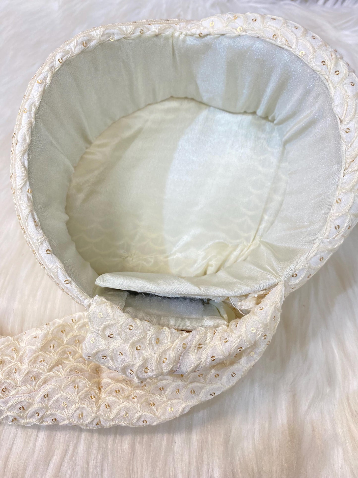 Groom Wedding Turban-Cream Turban with Palla - Safa Turban/Pagdi/Premade Turban/ Wedding Safa/Turban/Pagdi for Men (Groom)/ Thalapa