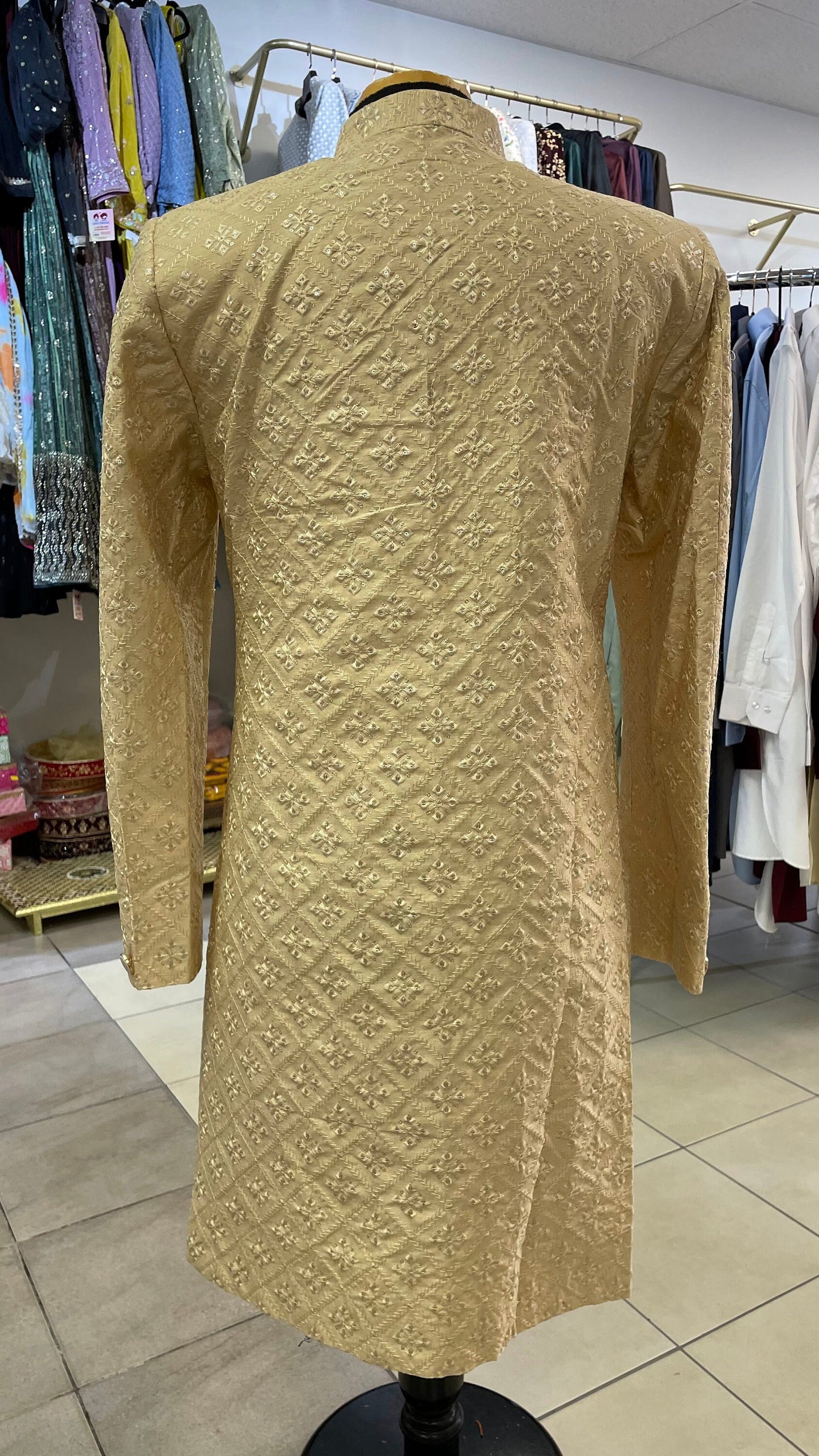 Groom Wedding Sherwani Outfit- Embroidered Indo Western Coat (Sherwani)