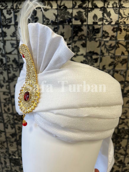 Tamil Hindu Wedding- Wedding Thalapa/Turban for Groom and Tholan (Ivory White Colour)