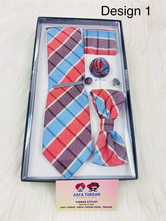 Silk Tie Set for Men - Tie Pocket Square Cufflinks Clip Set Tie lapel