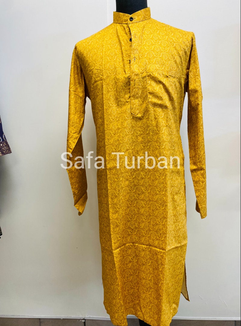 Classic Yellow Kurta Pyjama Set For Men