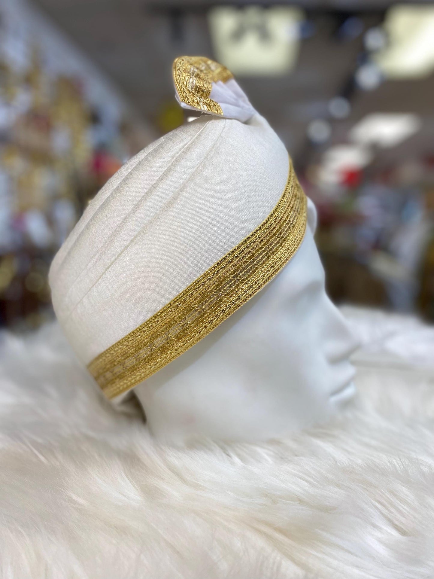 Groom Wedding Turban- White Thalapa- AdjustableTurban(with velcro)- Safa Turban/Pagdi/Premade Turban/ Wedding Safa/Turban/Thalapa