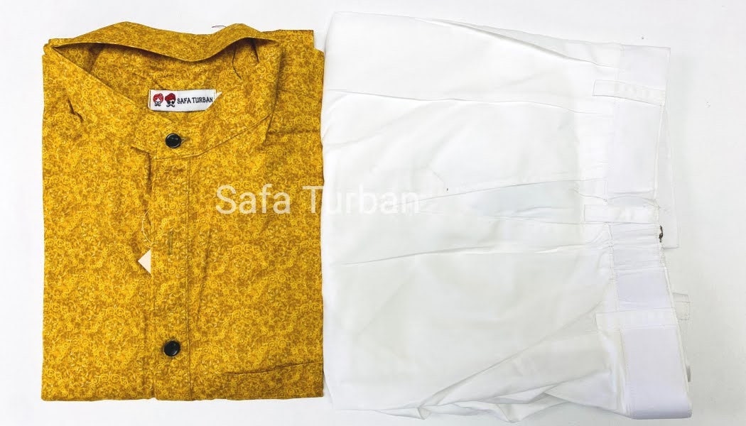 Classic Yellow Kurta Pyjama Set For Men