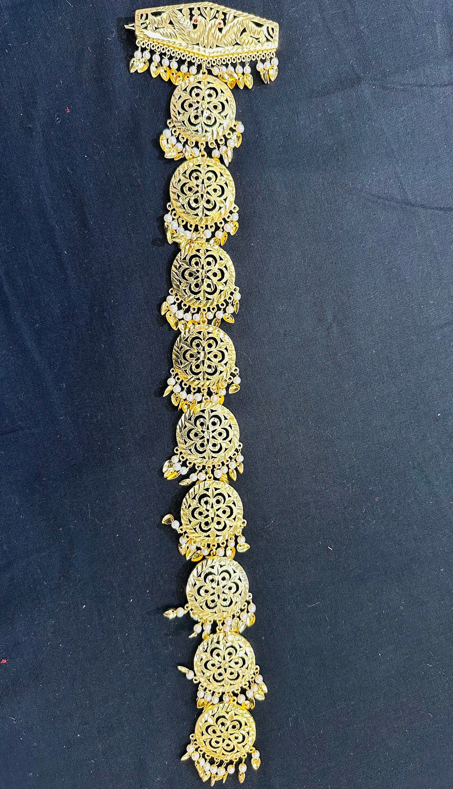 Golden Morni Traditional Pippal Patti Paranda/ Parandi / Hair Extensions with Beads for Women and Girls (Sold per piece)