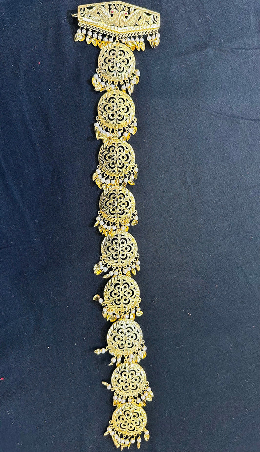 Golden Morni Traditional Pippal Patti Paranda/ Parandi / Hair Extensions with Beads for Women and Girls (Sold per piece)