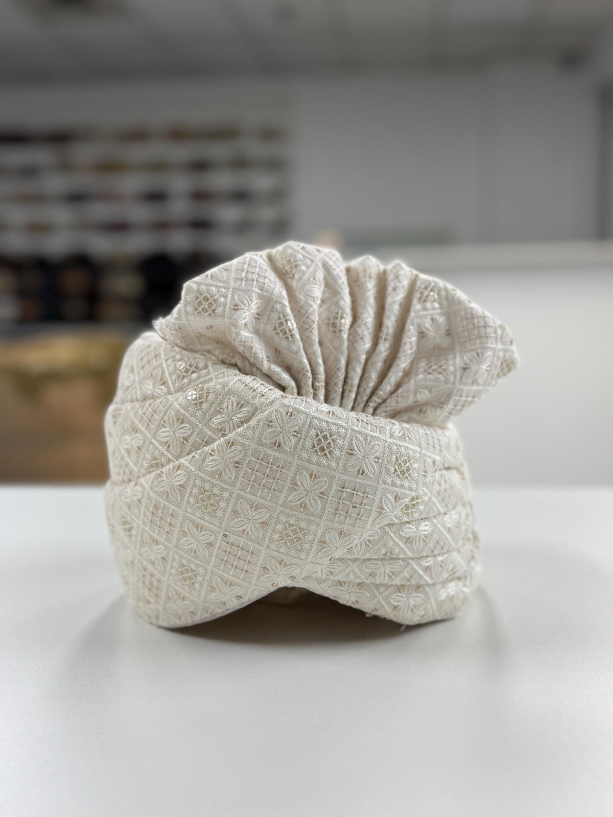 Groom Wedding Turban- Ivory AdjustableTurban(with velcro)- Safa Turban/Pagdi/Premade Turban/ Wedding Safa/Turban