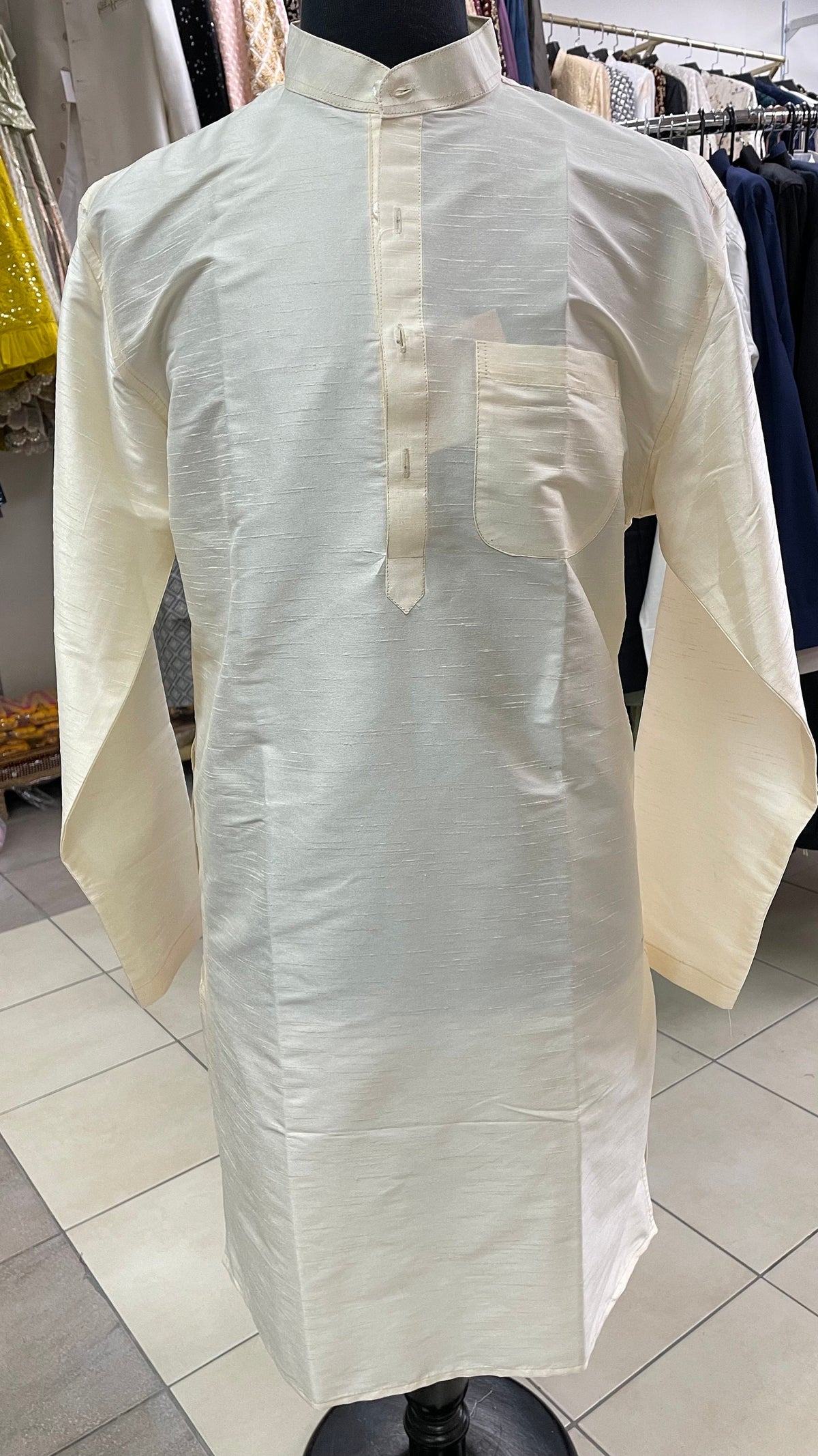 Groom Wedding Sherwani Outfit- White Multicolored Indo Western Coat (Sherwani) With Embroidery