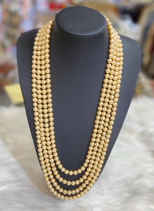 Indian Wedding- Offwhite Pearl Stone Beads Necklace for Men/Groom/Dullah for Wedding