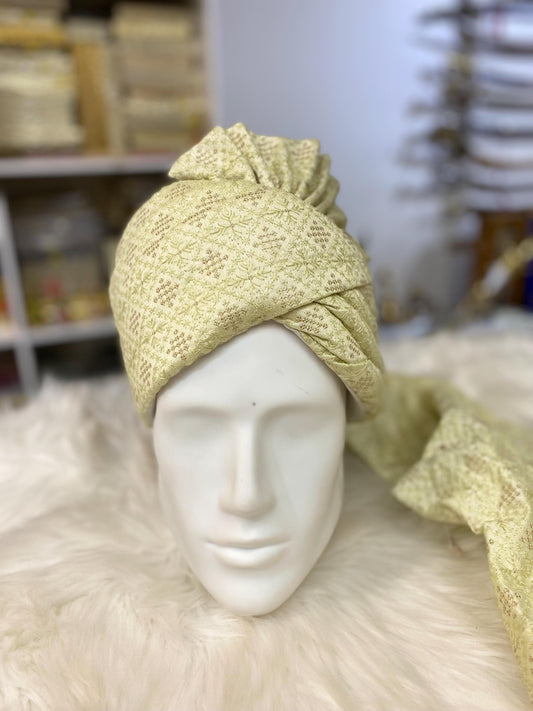 Groom Wedding Turban- Golden Brocade fabric AdjustableTurban(with velcro)- Safa Turban/Pagdi/Premade Turban/ Wedding Safa/Turban