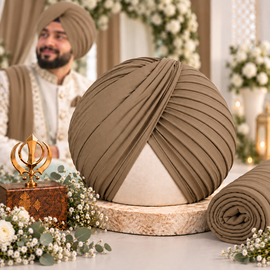 Sikh Turban- Khaki (Beige) (Full Voile and Rubia(Medium)/Half and Half Voile)